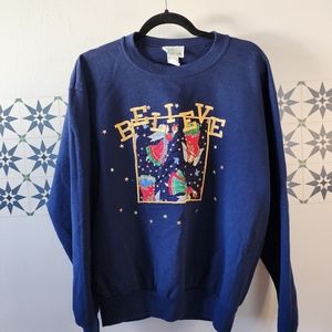 90s embroidered Crew neck sweatshirt